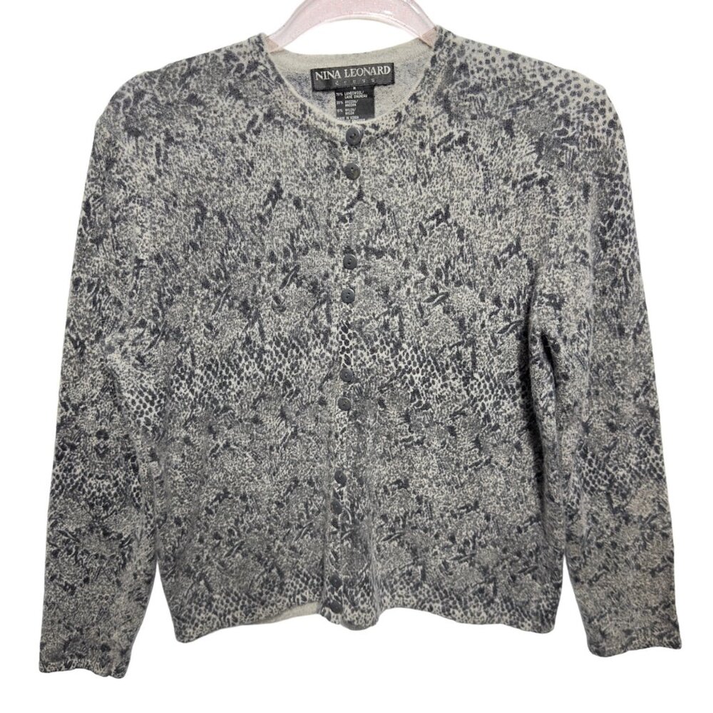 Pure Angora Lambswool Knit Snakeskin Sweater Cardigan Jacket Retro Vintage